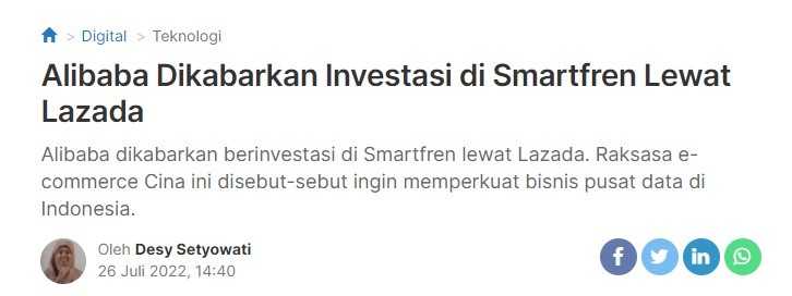 Lazada被曝将入股印尼电信运营商Smartfren Telecom