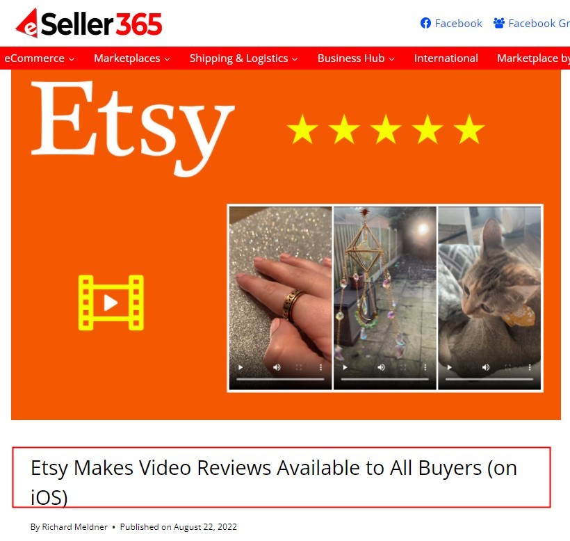 Etsy推出视频评论功能,向所有iOS用户开放