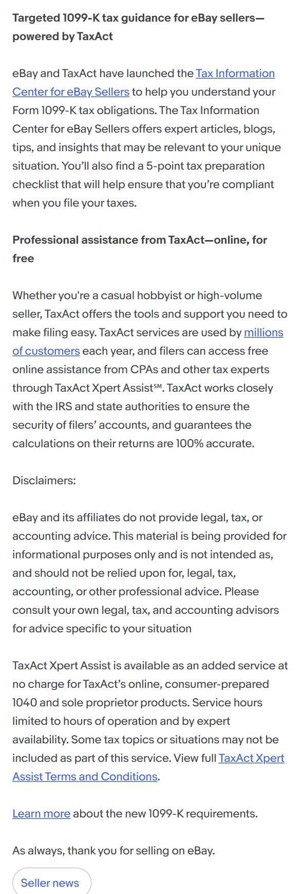 eBay与TaxAct合作推出卖家税务信息中心