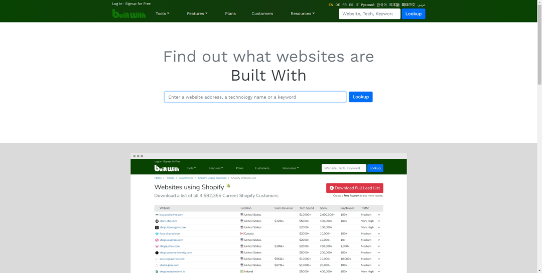 BuiltWith-网站技术分析工具