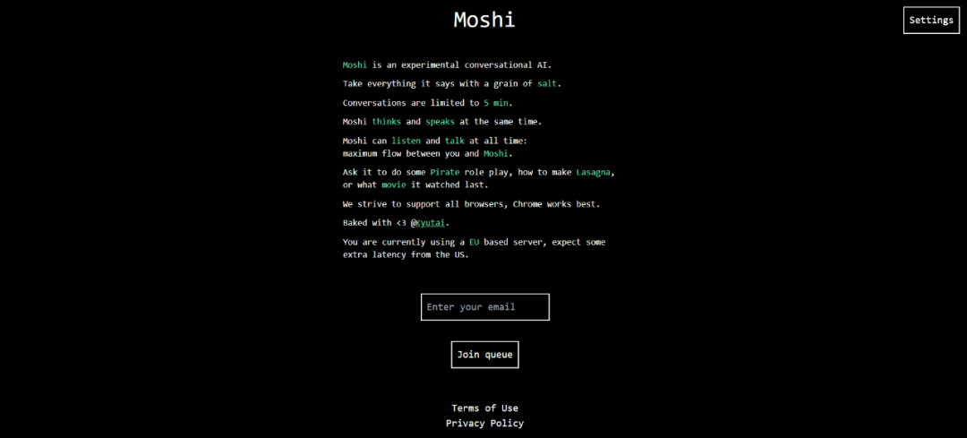 Moshi AI-人工智能实时对话语音工具